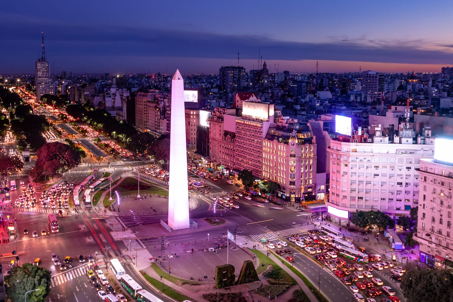 Obelisco and 9 de julio by night Secrets of Buenos Aires