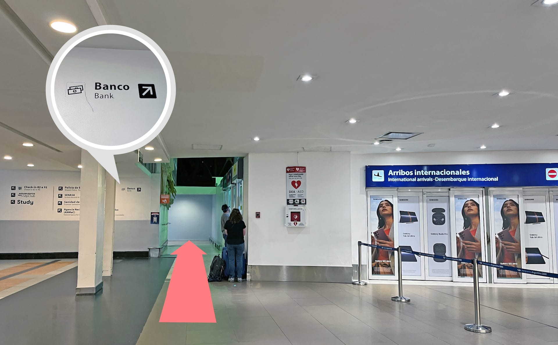 Entrance to Banco Nación in Ezeiza airport