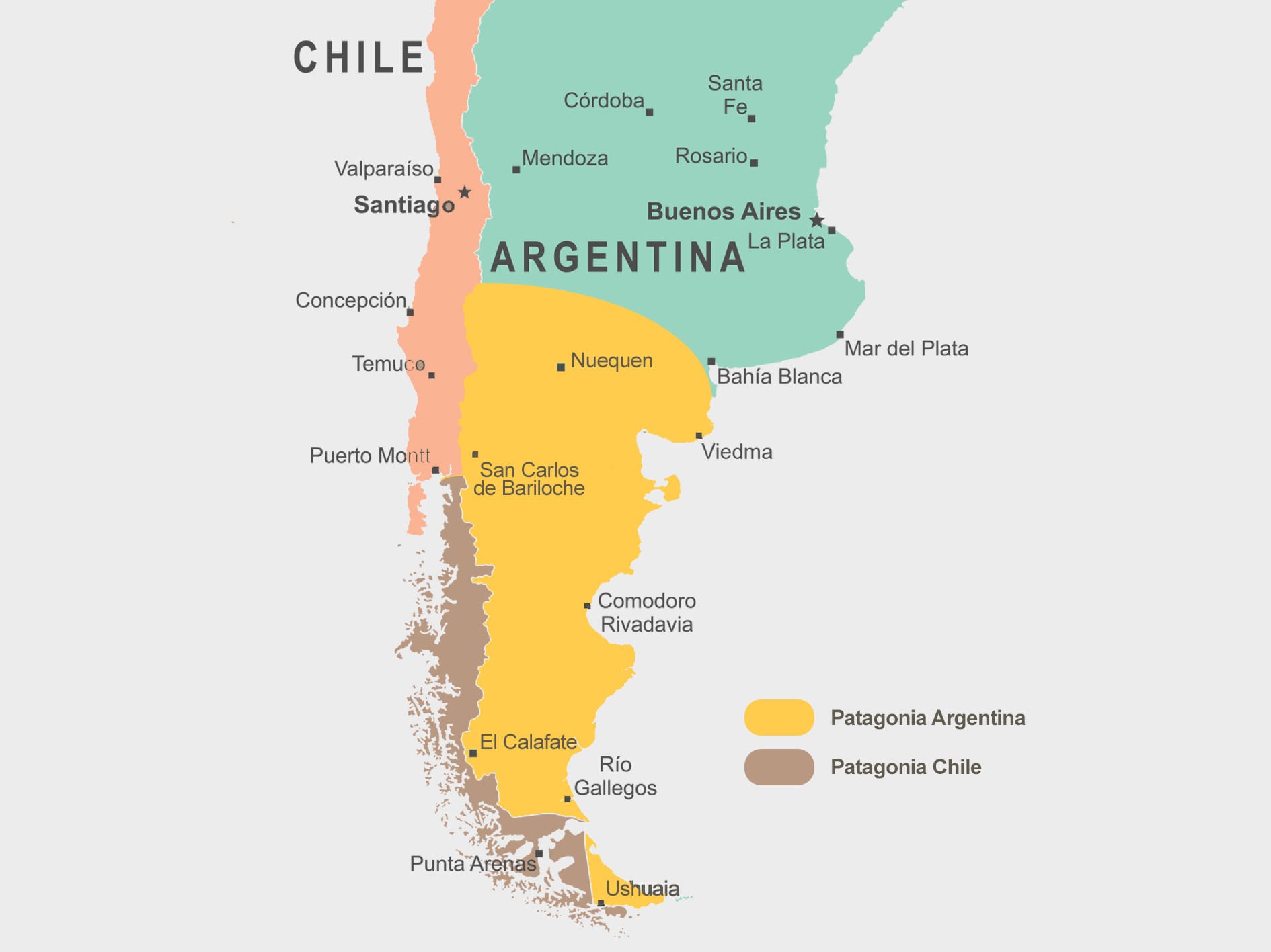 Geography Map Patagonia Argentina and Chile