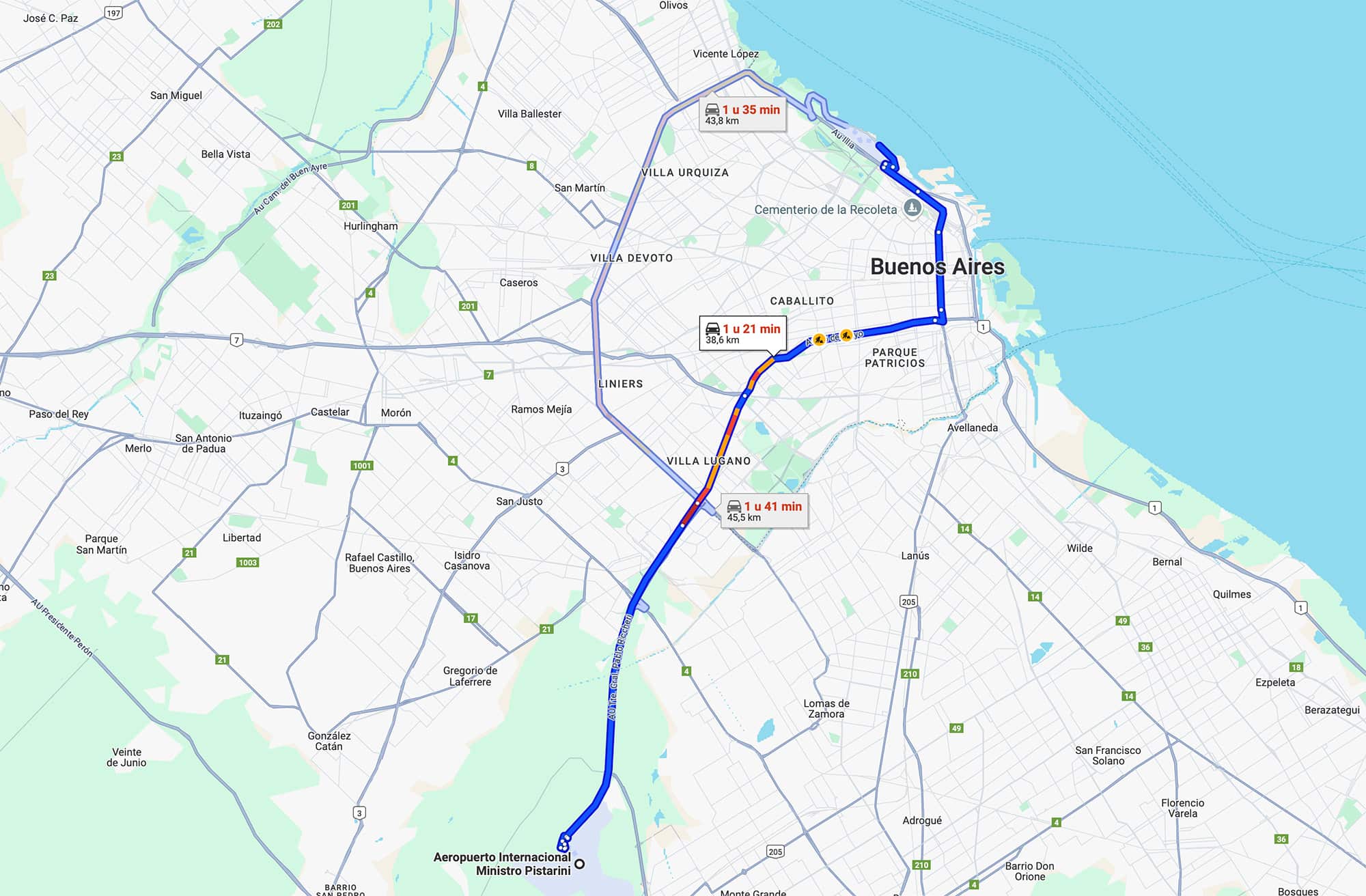 EZE to AEP traffic during daytime